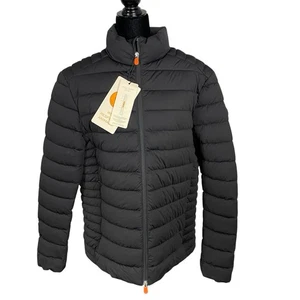 Chaqueta acolchada acolchada Save The Duck para mujer grande nueva con etiquetas Plumtech Animal Free negra - Imagen 1 de 14