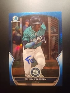 2023 Bowman Chrome Blue Refractor Felnin Celesten Signed Auto RC #BDC-178 /150 - Bild 1 von 6