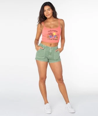 Roxy Lil Sunshine Shorts Women Size 28 Loden Frost Solid Green - Image 1 of 4