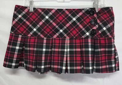 Vintage Wet Seal Micro Mini Skirt Women Large Plaid Schoolgirl Pleat Y2K 90s USA - Image 1 of 3