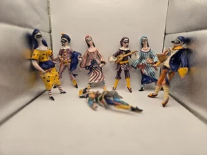 SET 7 ITALIENISCHE KARNEVALSFIGUREN MID CENTURY EL BOCAL VENEZIA KERAMIK - Bild 1 von 7
