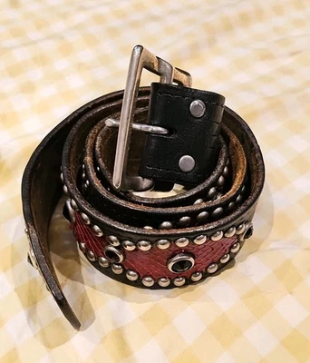 Hollywood Trading Company 34 Heavily Studded Leather Italy Unisex Belt free ship - Image 1 of 4