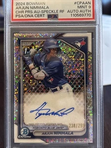 2024 Bowman Arjun Nimmala Speckled Refractor Auto /299 RC PSA 9 Mint 1st Bowman  - Bild 1 von 3