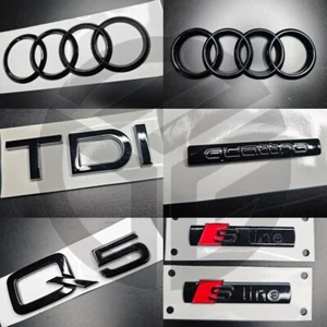 JUEGO REJILLA/BOTA/GUARDABARROS TDI/QUATTRO/2XSLINE INSIGNIAS NEGRAS BRILLANTES AUDI Q5 2008-2017 - Imagen 1 de 1
