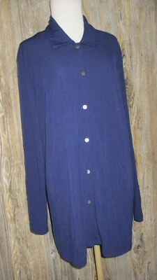 Lands End Direct Merchants Mujer 1x 16w-18w Azul Marino Botón Abajo Camisa Manga Larga Foto 1 de 4