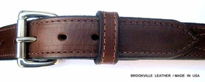 SCHOKOLADENZAUM LEDERGÜRTEL/AUSGEFALLENE NÄHTE/1,25"/AMISH HERGESTELLT IN DEN USA - Bild 1 von 3
