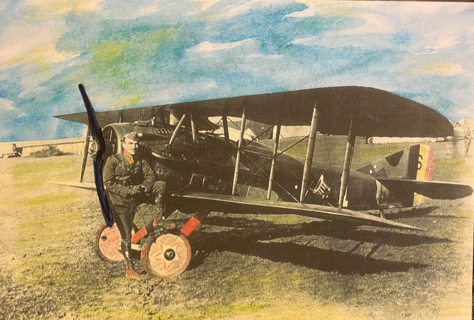 Eddie V.Rickenbacker - Photo next to Bi Plane - Image 1 of 1