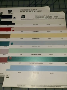 1959 AMC American Motors Color Chip Sheet Brochure  - Picture 1 of 1
