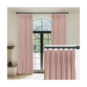 Linen Pinch Pleated Curtains Blackout 100% Black Out Curtains 84 Inches Long ... - Picture 1 of 9