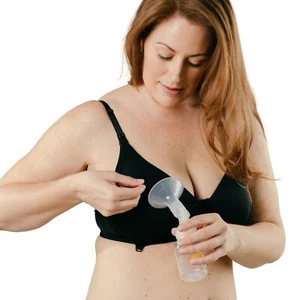 Simple Wishes Super Mom Women’s Nursing & Pumping T Shirt Bra Black Size 36DD - Picture 1 of 7