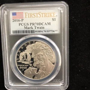 PR70 DCAM Mark Twain Commemorative Dollar $1 PCGS FIRST STRIKE 2016-P - Picture 1 of 9