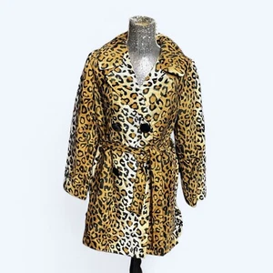 Sara Campbell Retro Cheetah Faux Fur Coat Women Medium Leopard Animal Print Glam - Picture 1 of 9