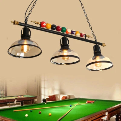 3 Light Hanging Pool Table Light Billiard Table Light Pendant Lamp Glass Shade - Image 1 of 4