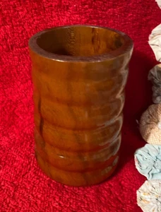 Handmade Original Woodwork Cherry Wood Ribbed Vase - Picture 1 of 3