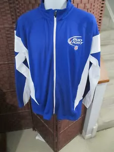 Bud Light Beer NFL Full Zip Track Jacket Men's Large Blue White Football - Picture 1 of 5