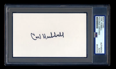 CARL HUBBELL SIGNED MINT INDEX CARD PSA/DNA AUTOGRAPHED HOF NY GIANTS WSC - Image 1 of 2