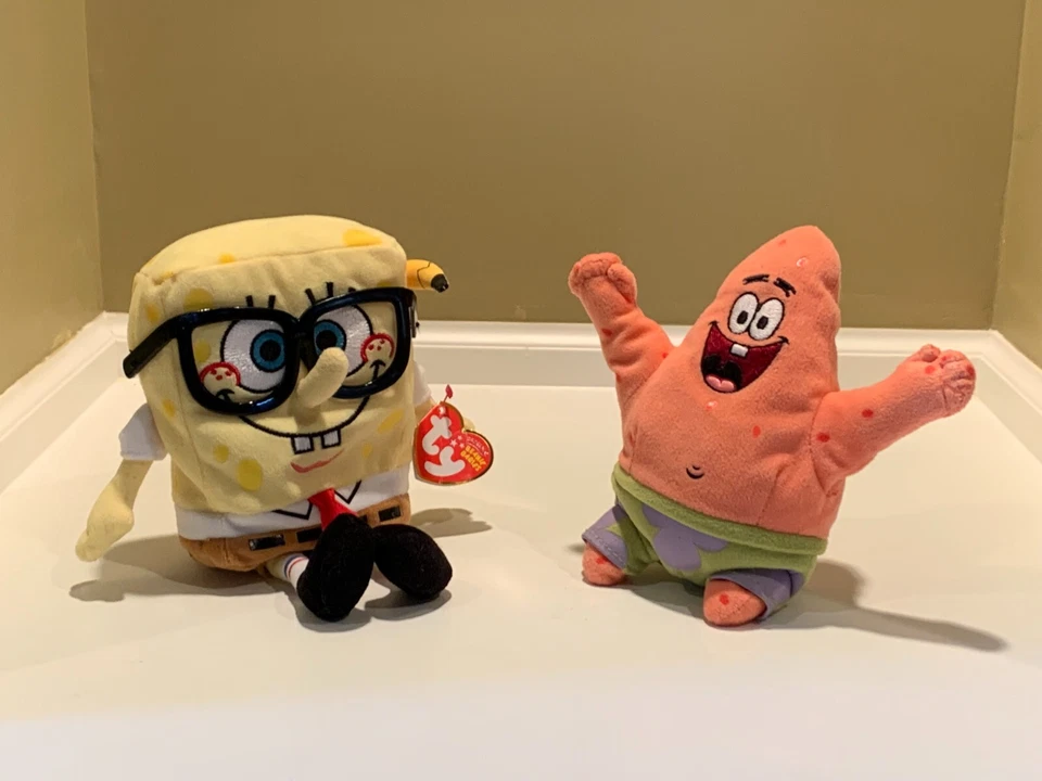 Bob Esponja "SmartyPants" Patrick Starfish Ty Pelúcia Viacom Nickelodeon  - Imagem 1 de 2