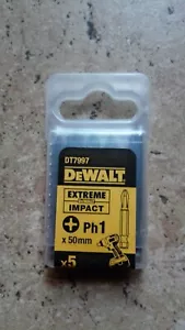 5x in pack PH1 PH 1 50mm long Screwdriver Extreme Impact Bits DT7997 DeWalt - Imagen 1 de 1