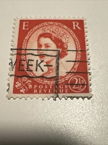 E R Wilding Queen Elizabeth II Postage Stamp Orange 2 1/2 D UK Postage - Picture 1 of 2