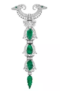 Spilla Art Deco argento sterling 925 smeraldo e zirconi gazzella unisex - Foto 1 di 4