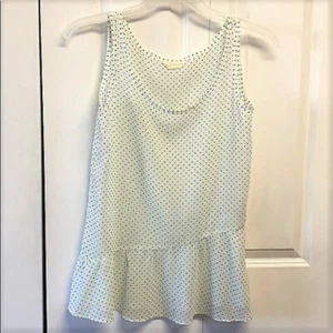 Olive des Tanktop oliv weiß grün gepunktet Rüschen transparent Größe M - Bild 1 von 5