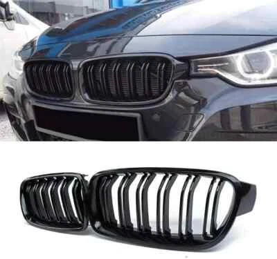 Pair Glossy Black Front Kidney Grille Grill For 12~18 BMW F30 3 series 320i 328i Foto 1 de 4