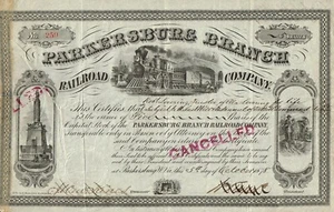USA PARKERSBURG BRANCH RAILROAD COMPANY stock certificate/bond - Picture 1 of 1