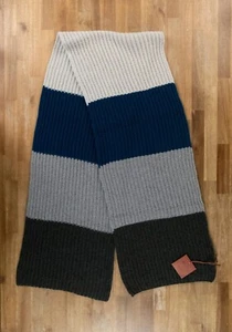 LORO PIANA Glacier Stripes gray & navy pure baby cashmere scarf authentic NWT - Picture 1 of 5