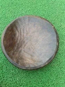 Ancient Hand Carved Wood Tribal Nepal Himalaya Salad Bowl Plate Platters 1890 - Picture 1 of 10