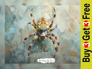 Striking Watercolor Spider Painting Print 5"x7" on Matte Paper - Unique Art - Picture 1 of 6