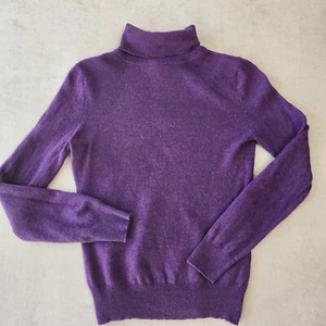Apt 9 100 % Kaschmir lila Rollkragen gerippte Säume Stretch Pullover Größe Medium - Bild 1 von 13