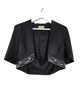 Review Australia Cropped Short Sleeve Jacket W/ Shoulder Pads Size 10 - Picture 1 of 13