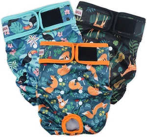 Washable Dog Diapers (3 Pack), Reusable Dog Diapers for Doggie Heat Period, Reus - Picture 1 of 12