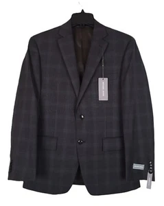 Michael Kors Men's Classic-Fit Wool Suit Jacket Charcoal Brown Plaid 38R NWT - Picture 1 of 7