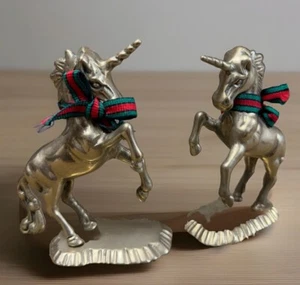 Vintage 2 Messing Einhorn Figur schwer massiv Display mythisch magisch Fantasy - Bild 1 von 6