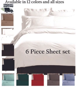 6 PIECE ULTRA PREMIUM SOFT QUALITY COMFORT COLLECTION DEEP POCKET BED SHEET SET - Picture 1 of 45