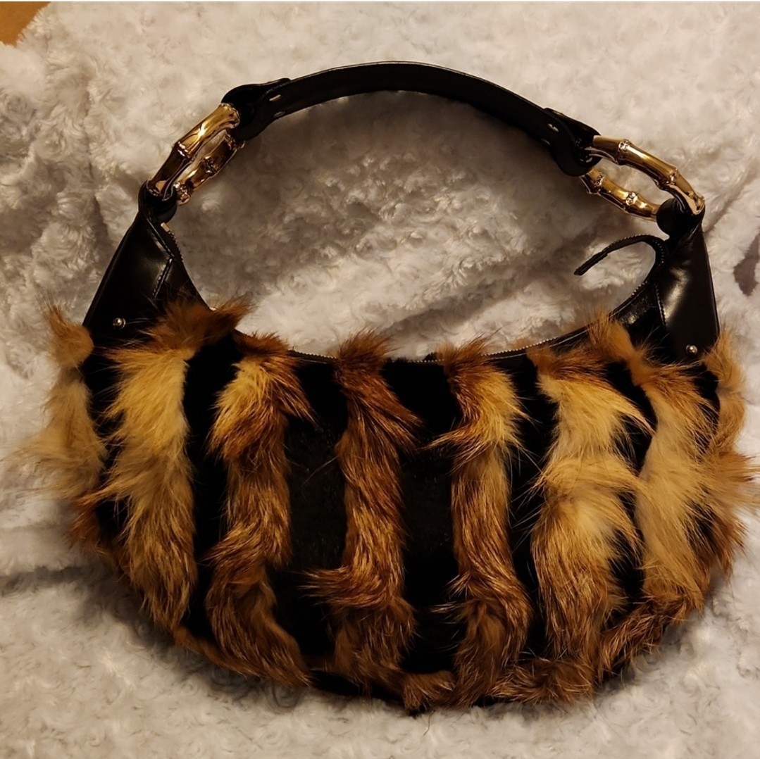 バッグ 90s GUCCI FUR LEATHER SHOULDER TOTE BAG Gucci Fur Shoulder Bags for Women for sale | eBay