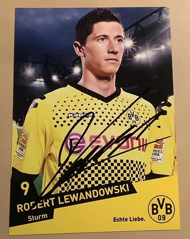 Robert Lewandowski Original Signierte Autogrammkarte BVB Barcelona Autogramm #26 - Bild 1 von 1