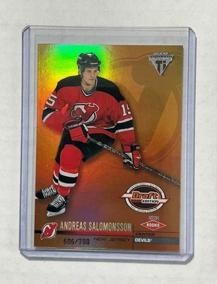 2001-02 Private Stock Titanium Draft Andreas Salomonsson RC Devils Rookie #/780 Foto 1 de 4
