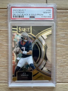 2023 PANINI SELECT CJ STROUD BLACK AND GOLD DIE CUT RC #183 PSA 10 - Picture 1 of 2