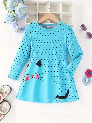 Mädchen Freizeitkleid Blau Langarm Kleinkind Größe - Bild 1 von 4