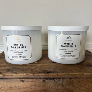 Bath And Body Works White Barn 3 Wick Candle White Gardenia 2 Count - Picture 1 of 4