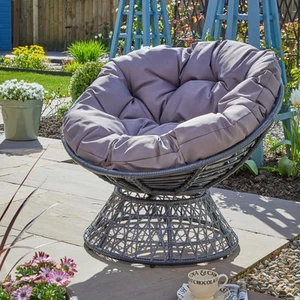 Rattan Egg Stuhl Gartenmöbel Wasserdicht Kissen Indoor Outdoor Dunkelgrau - Bild 1 von 11