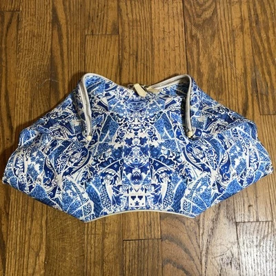 Bolso de Mano Alexander McQueen Azul Y Blanco Floral Magnético Demanta Foto 1 de 4