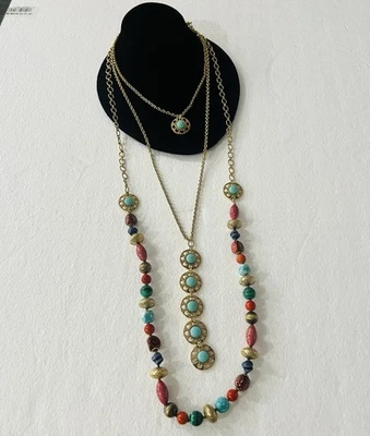 Антикварное золотое акриловое ожерелье Premier Designs SWAP IT OUT 16–44 дюйма - Изображение 1 из 4