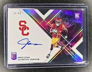 π2017 Elite Draft Auto Purple #197 Justin Davis USC Rams Rookie #'d 14/99π₯π - Picture 1 of 2