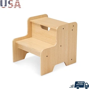 Wooden Two-Step Stool Kids Durable Step Stool Easy to Assemble Kids Helper Stool - Picture 1 of 10