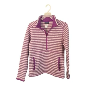 Patagonia Better Sweater Stripe Marsupial Purple Quarter Zip Pullover Medium - Picture 1 of 3