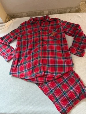 Pijama Ralph Lauren Ligero Franela LRL Monograma Rojo Cuadros Botón Delantero L Foto 1 de 4