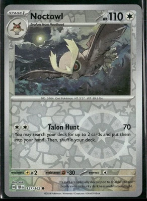 Pokemon Noctowl #127/162 SV05: Temporal Forces Reverse Holo Near Mint or Better - Image 1 of 2